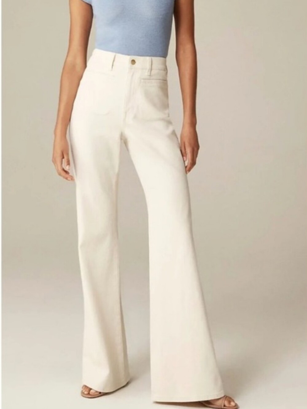 J.Crew Vintage Flare Jeans Ecru Cream High Rise Preppy Quiet Luxury Waist: 30T